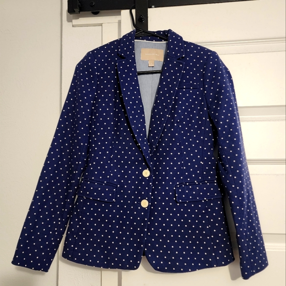 Banana Republic Navy Polka Dot Blazer